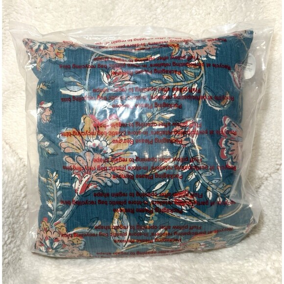 Square Floral Reversible Throw Pillow Teal - Threshold NEW - Picture 4 of 5